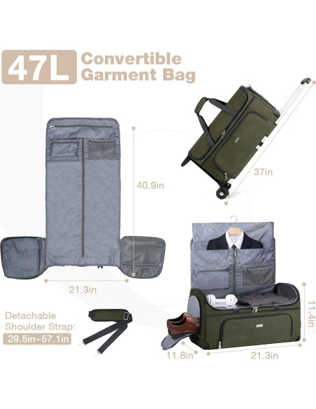 Bolsa de Ropa con Ruedas BP-684014 Verde Militar Mediana