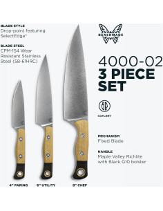 Juego de cuchillos de 3 piezas Benchmade Richlite Maple Valley 2