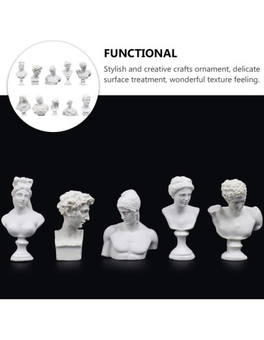 Estatuas de Busto Griego ARTIBETTER 10 Piezas Resina 7x4x3.5cm