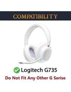 Almohadillas de Repuesto SOULWIT para Auriculares Logitech G735 - Blanco 2
