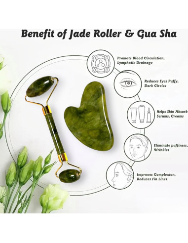 Conjunto Gua Sha y Rodillo de Jade VIVIDUS - Cuidado Facial