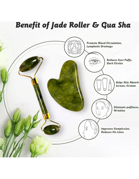 Conjunto Gua Sha y Rodillo de Jade VIVIDUS - Cuidado Facial