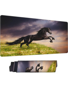 Alfombrilla de Escritorio SKYDAWNY XL Caballo Frisón Negro 80x40cm 2