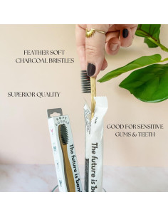 Cepillo de Dientes de Bambú con Carbón El Futuro es Bambú - Paquete de 4 2