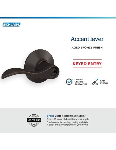 Cerradura de Entrada Schlage F51A Acc 716 Bronce Envejecido 8 Unidades