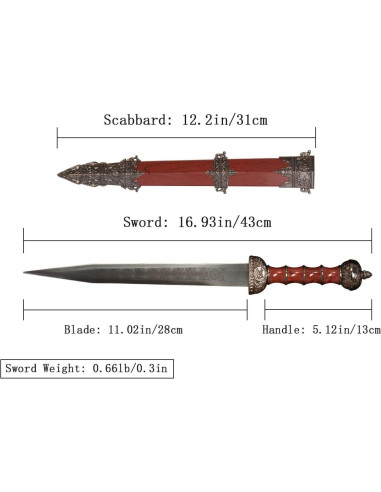 Espada Romana Corta Heartcos 42.93 cm Metal Rojo
