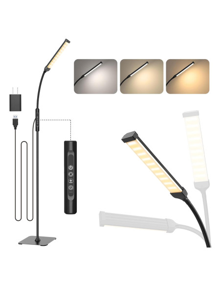 Lámpara de Pie LED Mojimdo FLD734-BK con Control Táctil 3 Colores