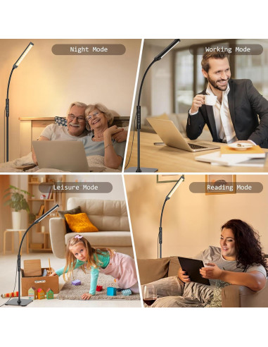 Lámpara de Pie LED Mojimdo FLD734-BK con Control Táctil 3 Colores