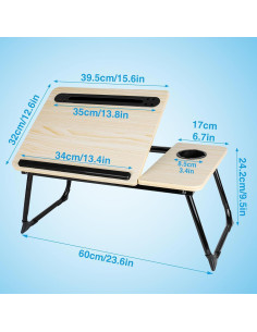 Escritorio de Cama Ajustable CSYY con USB y Soporte para Taza 2
