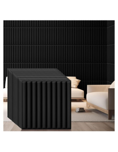 Paneles de Pared 3D Nuanchu 32 Pcs PVC 30x30 cm Negro