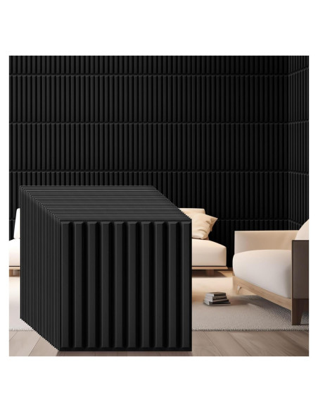 Paneles de Pared 3D Nuanchu 32 Pcs PVC 30x30 cm Negro
