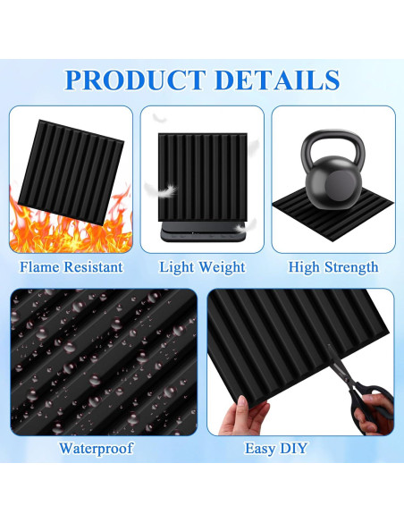 Paneles de Pared 3D Nuanchu 32 Pcs PVC 30x30 cm Negro