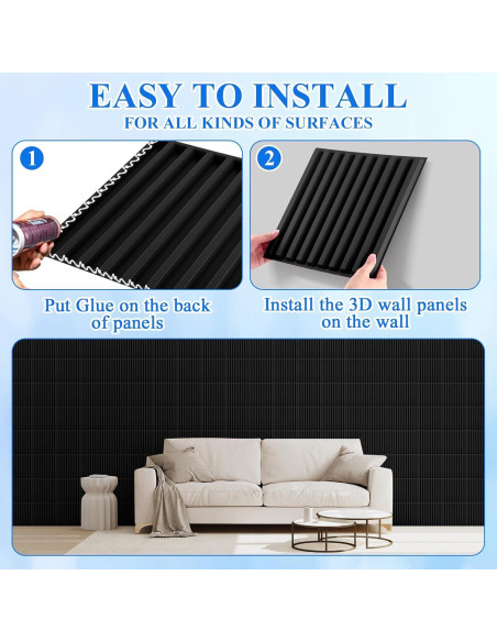 Paneles de Pared 3D Nuanchu 32 Pcs PVC 30x30 cm Negro