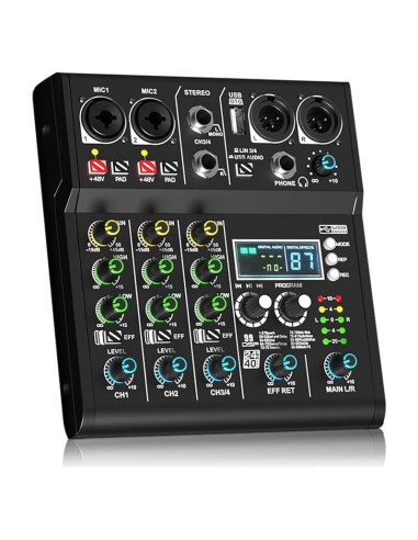 Mezclador DJ Profesional 4 Canales Doslnlya XR-4 Bluetooth USB