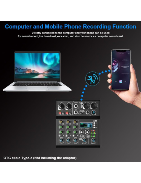 Mezclador DJ Profesional 4 Canales Doslnlya XR-4 Bluetooth USB