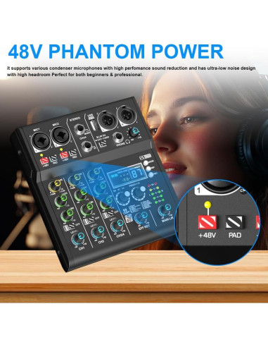 Mezclador DJ Profesional 4 Canales Doslnlya XR-4 Bluetooth USB