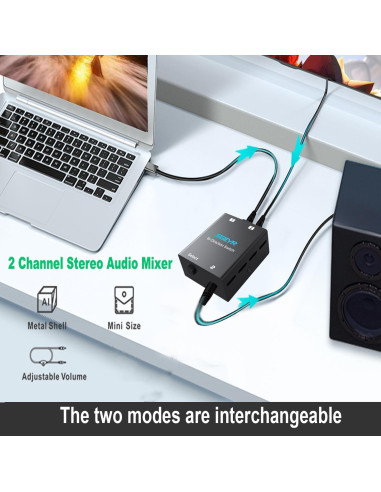 Conmutador de Audio SGEYR 3.5mm Bi-Direccional 2-en-1