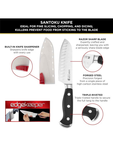 Cuchillo Santoku Sabatier 12.7 cm Forjado con Funda Autofilante