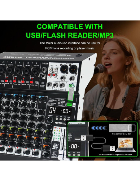 Mezclador de Audio Profesional MICNAUX X1-8Channel 8 Canales