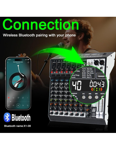 Mezclador de Audio Profesional MICNAUX X1-8Channel 8 Canales