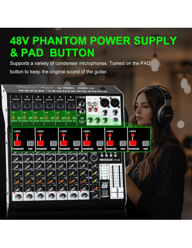 Mezclador de Audio Profesional MICNAUX X1-8Channel 8 Canales