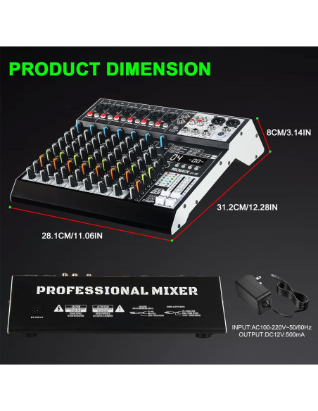 Mezclador de Audio Profesional MICNAUX X1-8Channel 8 Canales