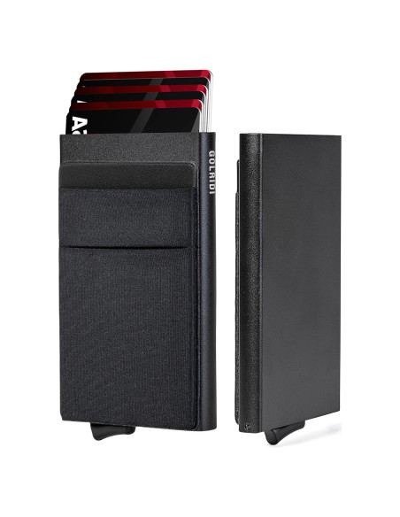 Billetera Slim para Hombres RFID Minimalista Negro Mate