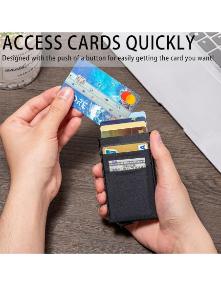 Billetera Slim para Hombres RFID Minimalista Negro Mate