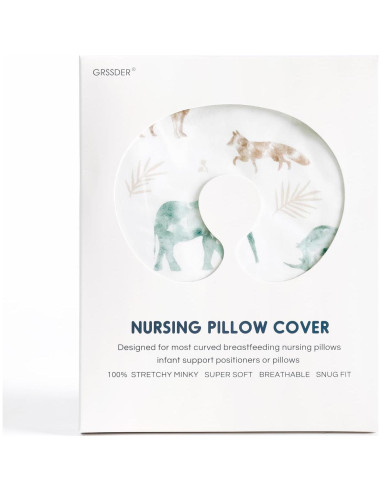 Funda de Almohada de Lactancia GRSSDER Animales Suave 58.4x50.8cm