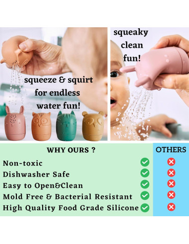 Juguetes de baño de silicona Bumble Bear - 4 piezas Coral