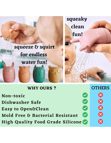 Juguetes de baño de silicona Bumble Bear - 4 piezas Coral