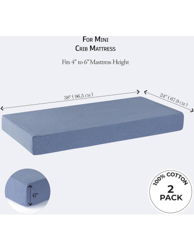 Sábanas para Cuna Mini Dreamology 100% Algodón 2-Pack Azul