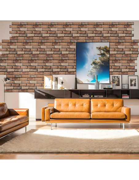 Paneles de Pared 3D Autoadhesivos Veczom - Ladrillo Rojo 10 Unidades