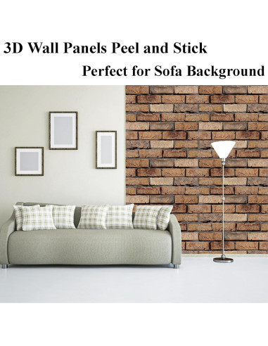 Paneles de Pared 3D Autoadhesivos Veczom - Ladrillo Rojo 10 Unidades