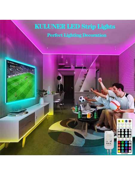 Luces de tira LED KULUNER 9.75m RGB 300 LEDs con control remoto