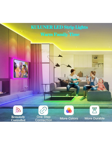 Luces de tira LED KULUNER 9.75m RGB 300 LEDs con control remoto