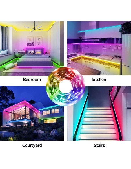 Luces de tira LED KULUNER 9.75m RGB 300 LEDs con control remoto