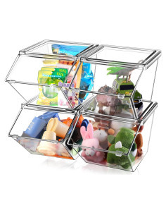 Bins de Almacenamiento Plástico Transparente Yerliker 4 Pcs