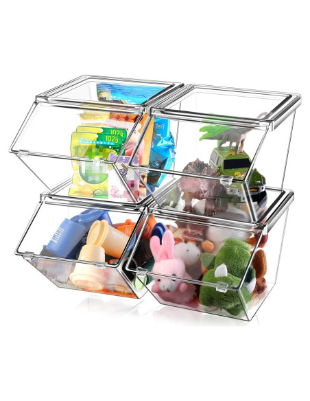 Bins de Almacenamiento Plástico Transparente Yerliker 4 Pcs