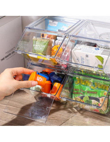 Bins de Almacenamiento Plástico Transparente Yerliker 4 Pcs