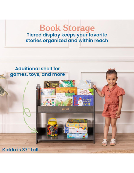 Estantería Expositor de Libros ECR4Kids 3 Estantes 76cm Gris