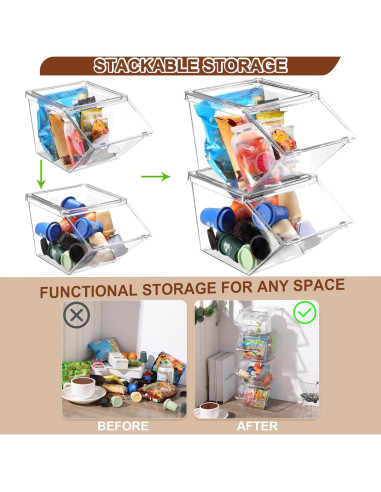 Bins de Almacenamiento Plástico Transparente Yerliker 4 Pcs