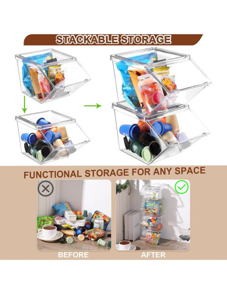 Bins de Almacenamiento Plástico Transparente Yerliker 4 Pcs