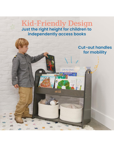 Estantería Expositor de Libros ECR4Kids 3 Estantes 76cm Gris