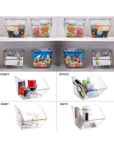 Bins de Almacenamiento Plástico Transparente Yerliker 4 Pcs