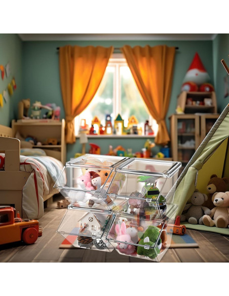 Bins de Almacenamiento Plástico Transparente Yerliker 4 Pcs