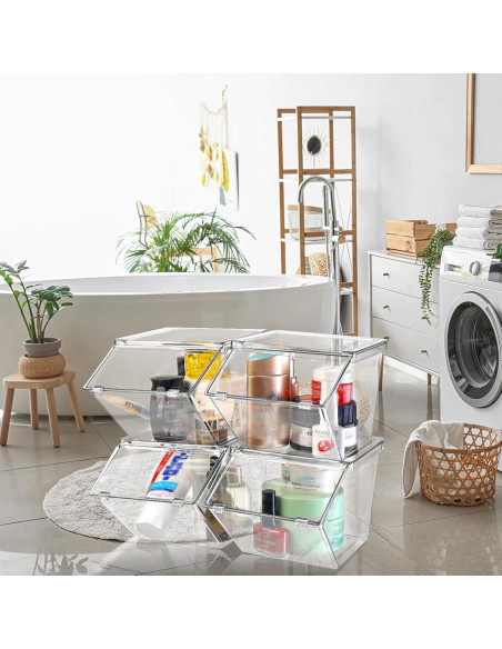 Bins de Almacenamiento Plástico Transparente Yerliker 4 Pcs