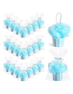 Set de 25 Esponjas de Baño Loofah Azul para Baby Shower