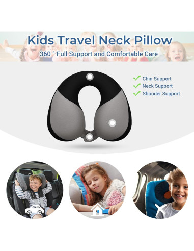 Almohada de Viaje COOLBEBE para Niños - Soporte Cuello Negro