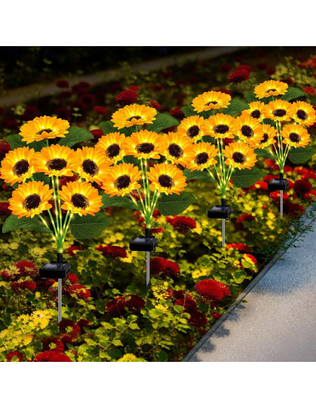 Luces Solares de Girasol EDOF - Paquete de 2, 12 Flores